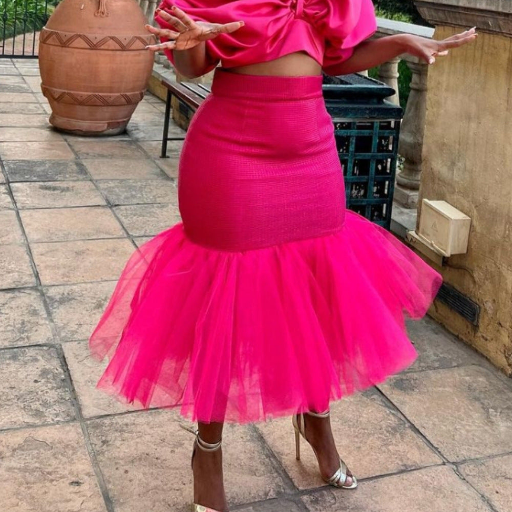 2023 autumn women's soft mesh ballet skirt, stage performance slim skirt Fashionable dress