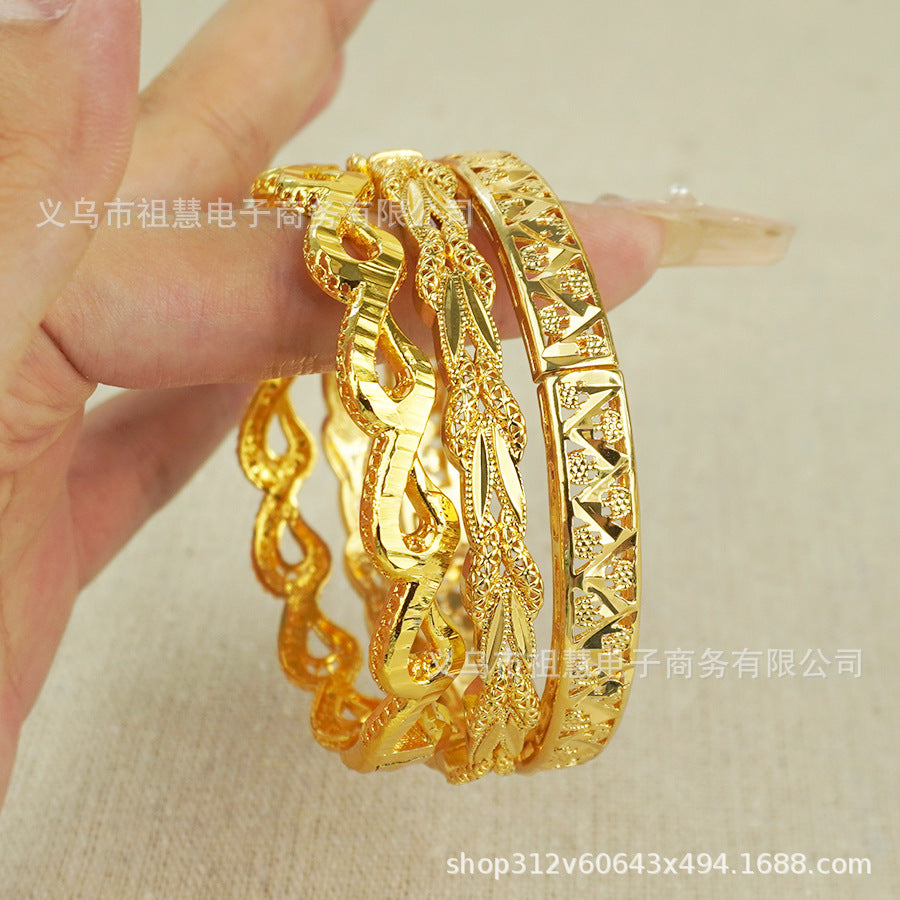 dubai women's gold-plated indian african copper bangle charming wedding ethiopian handmade luxury jewelry