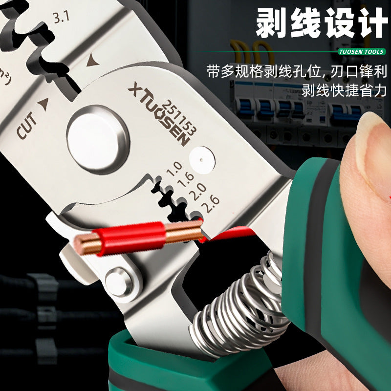 Tuosen crimping pliers professional electrical tools cable peeling plug spring clamp wire stripping pliers cold pressing terminal crimping pliers