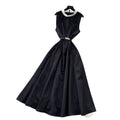 Hepburn style sleeveless dress female summerk-stylewhitehigh waist waist a-line skirt classyeleganceelegant skirt