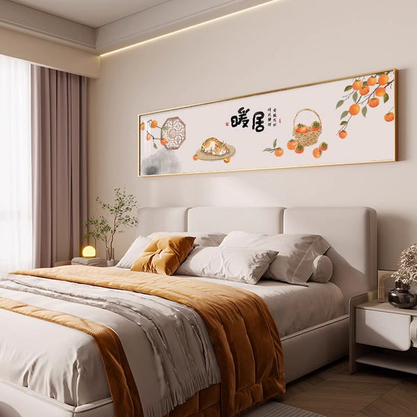 Warm home master bedroom bedside painting new Chinese decorative painting meaning good bedroom background wall painting hanging room wall mural