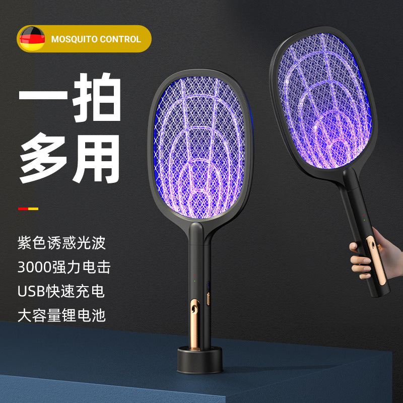 household electric mosquito swatter rechargeable automatic mosquito trap and mosquito swatter electric shock mosquito killer lamp two-in-one camping style fly swatter