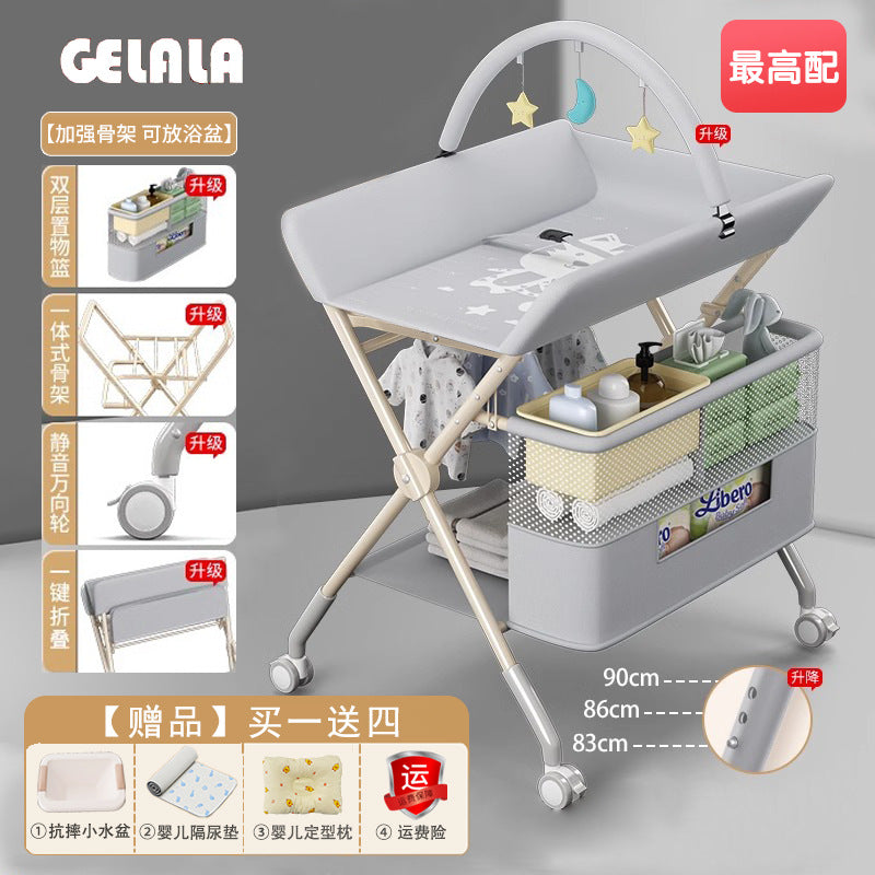 Changing table - multifunctional foldable baby care station for diaper changing, massage, bathing, and newborn care
