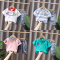 Boys' summer outfit:  new cartoon print short-sleeve two-piece fashion set for kids