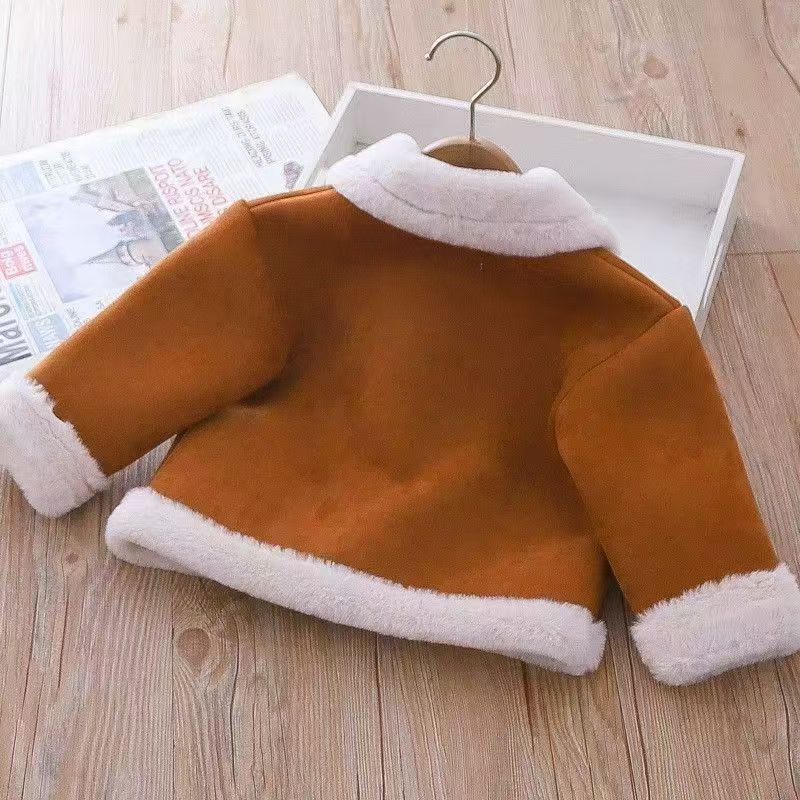 Girls' winter fleece-lined thickened sweater, new stylish children's baby warm hooded outerwear, princess style for baby girls