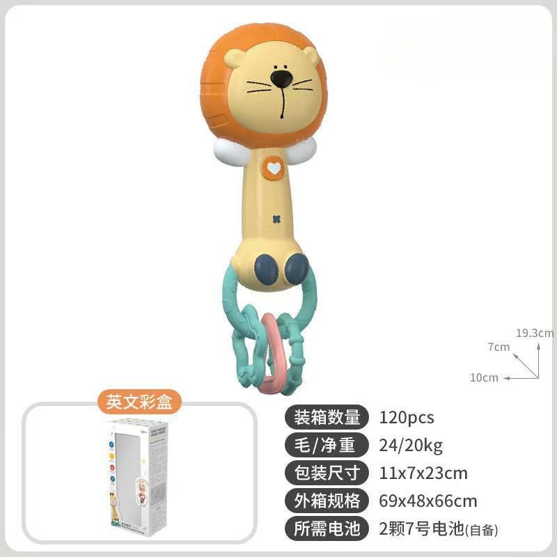 Cross-border  baby soft glue rattle cartoon toothpaste rhythm stick hand grab soothing BB stick light music toy