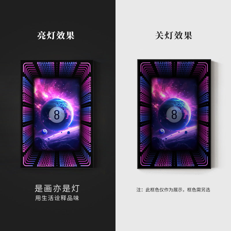 Trend billiard room luminous decorative painting imitation abyss mirror cyberpunk astronaut hanging painting billiard hall luminous lamp painting