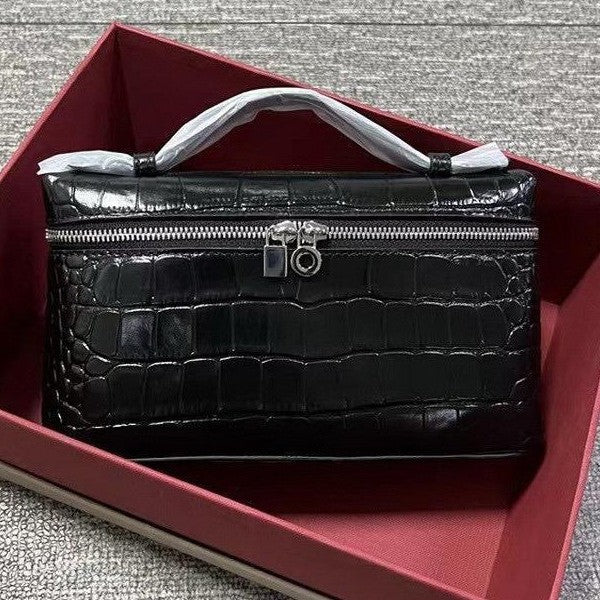 Lp19 genuine leather lunch box bag new arrival gigi same style kelly bag pebbled cowhide satchel bag simple shoulder bag for women