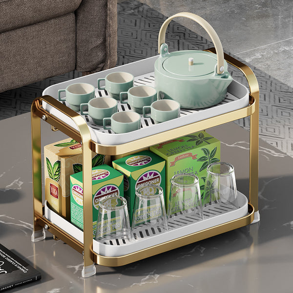 Multifunctional living room drain cup holder, desktop dust-proof storage rack, double-layer drying cup with water tray, tea cup holder