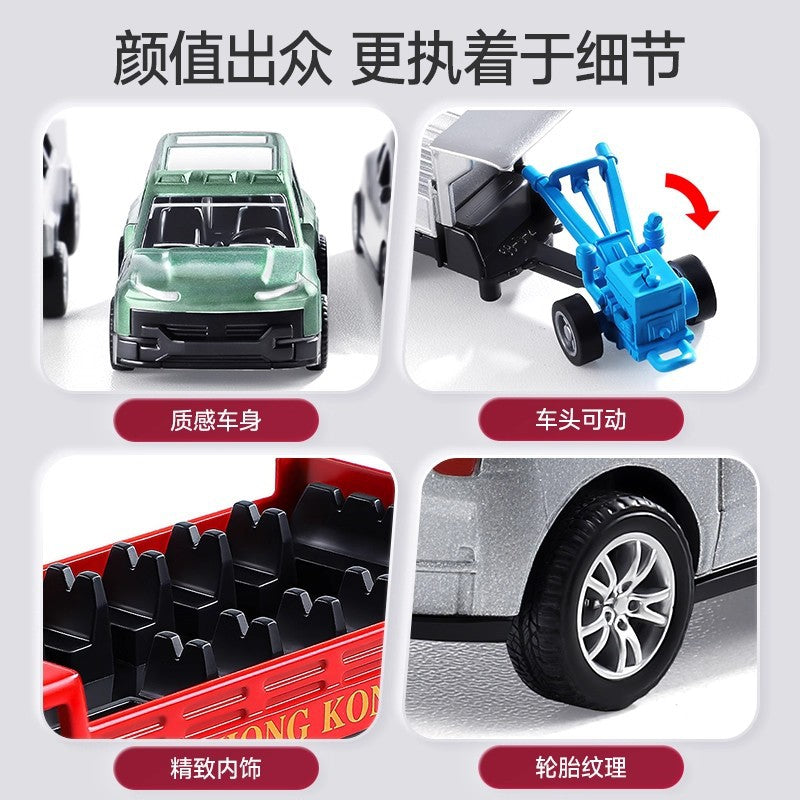 Kids' alloy diecast car model - realistic pull-back toy - collectible figurine for boys - ambulance, cargo truck, bus
