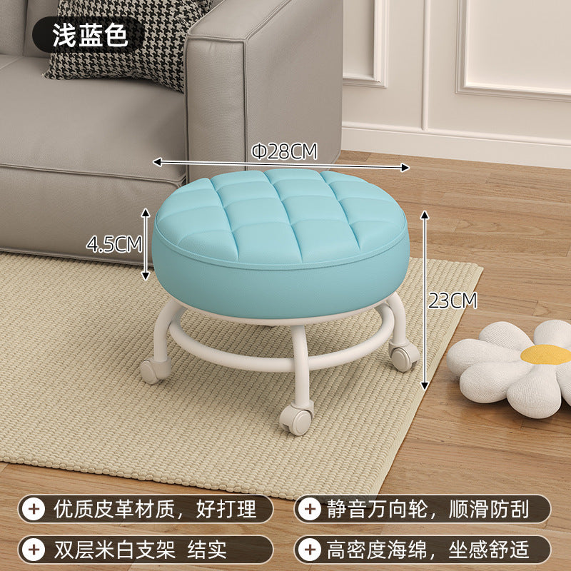 Pulley low stool transparent small chair universal wheel stool toddler children acrylic beautiful seam household backrest small size