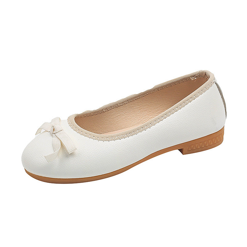 Girls' leather shoes - new autumn  collection: princess-style, trendy soft-soled leather shoes for girls, black performance shoes for little girls