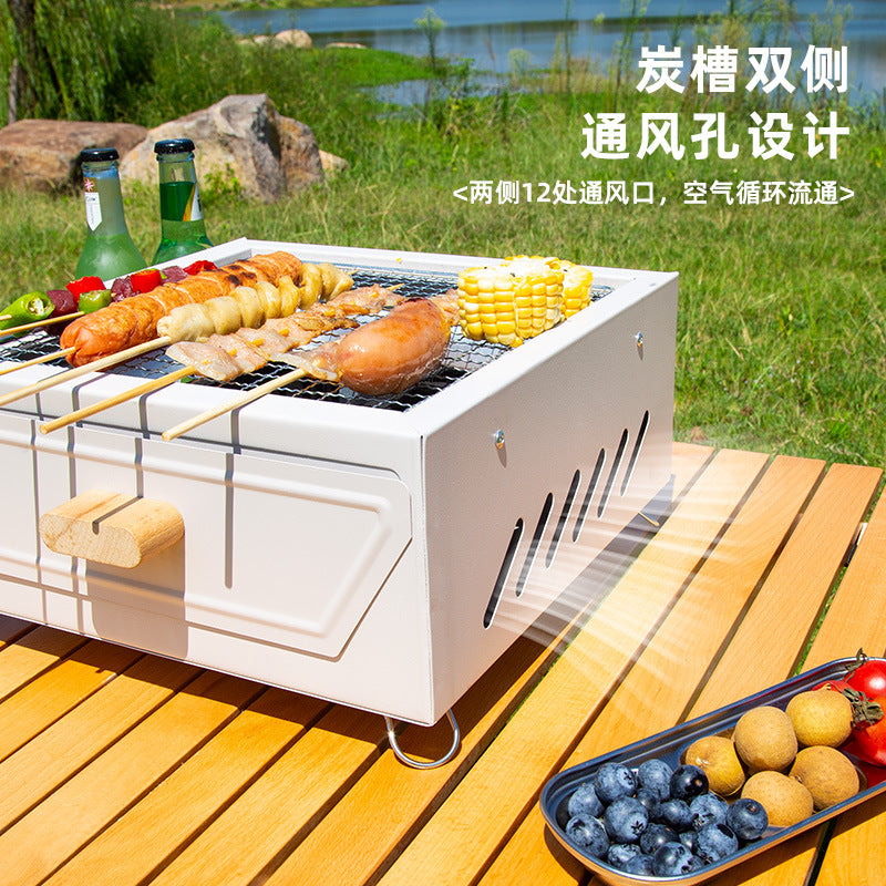 Multifunctional outdoor bbq grill set - portable charcoal grill for camping, home, patio, and backyard use
