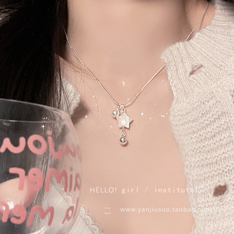French shell star necklace women's 2024 new arrival hot style necklace accessory - lightweight luxury, niche, high-end clavicle chain