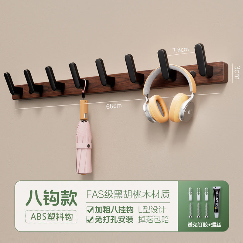 Walnut door back hook strong adhesive punch-free strong load-bearing storage rack hook entrance clothes hanger storage