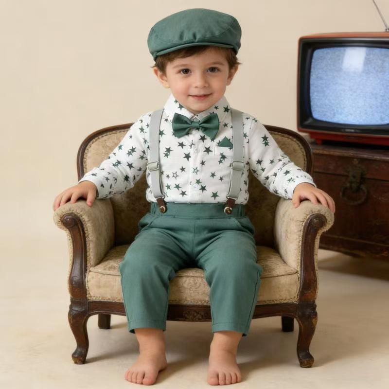 new product spring boys suit cotton printing baby boy long-sleeved shirt romper birthday first birthday dress
