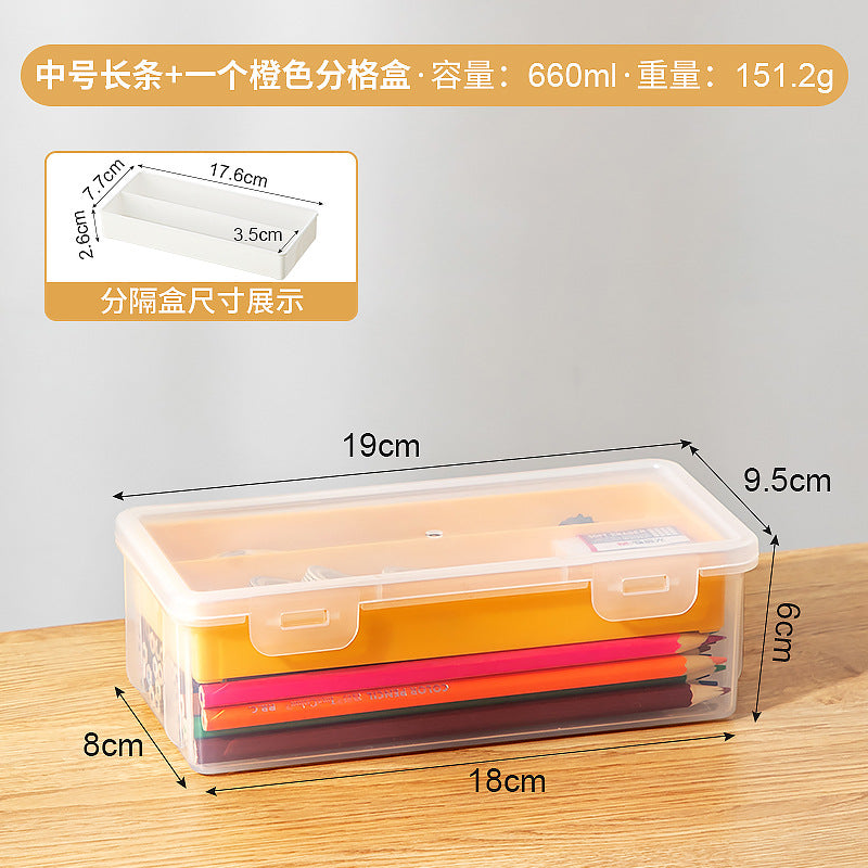 Multifunctional desk storage box Transparent desktop marker Stationery storage box Pencil plastic storage box with lid