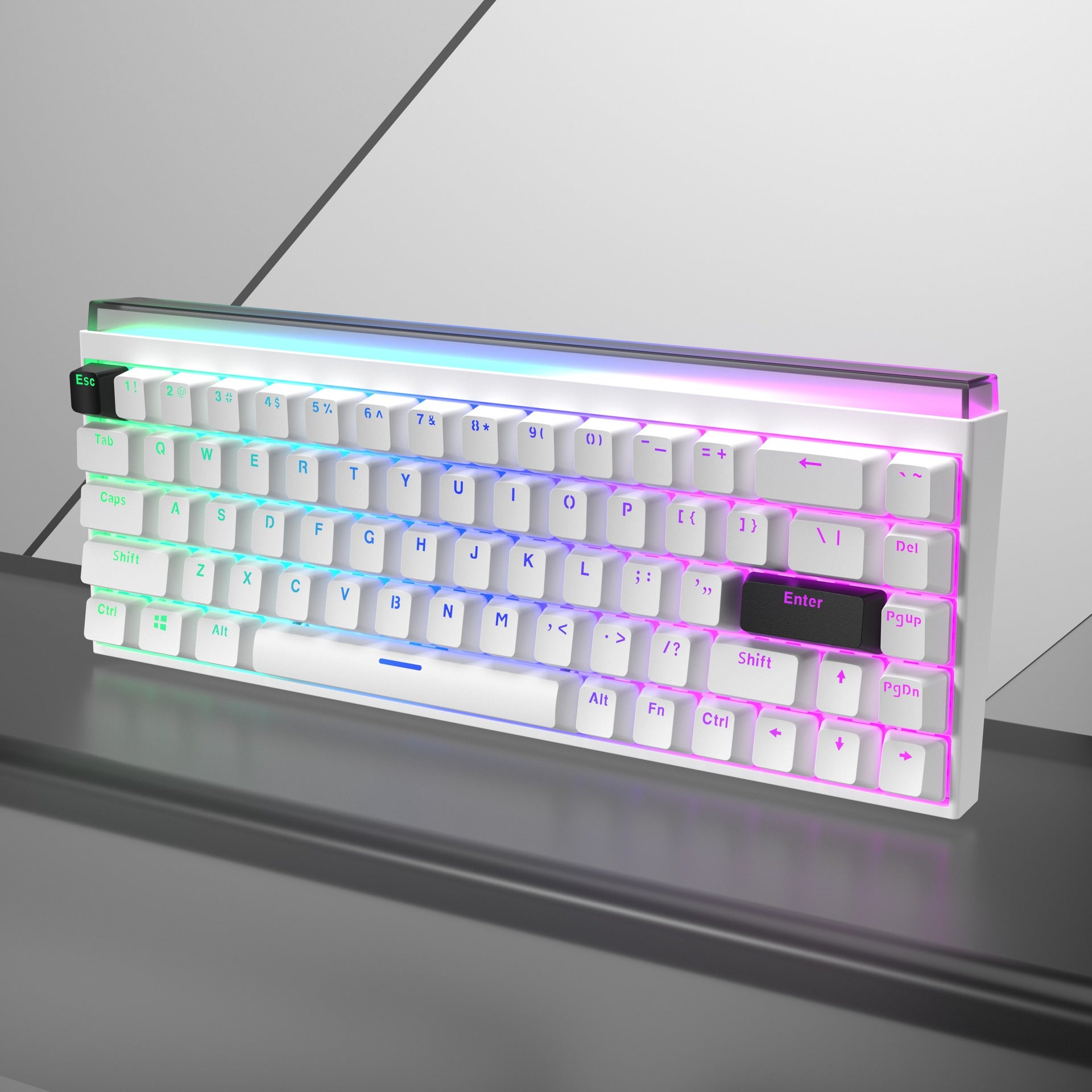 68-Key mechanical keyboard Customized mechanical wired RGB light box Full-key no-punch two-color injection molding key