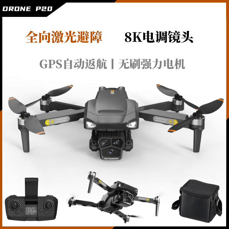 Uav p20 drone - auto return to home, gps, 3-axis gimbal, 8k aerial photography, obstacle avoidance, quadcopter, remote control aircraft