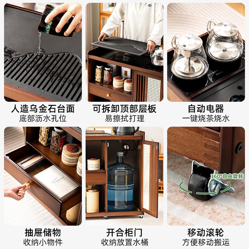 Mobile small tea table tea cabinet for home balcony tea table tea table all-in-one coffee table table tea drinking complete set
