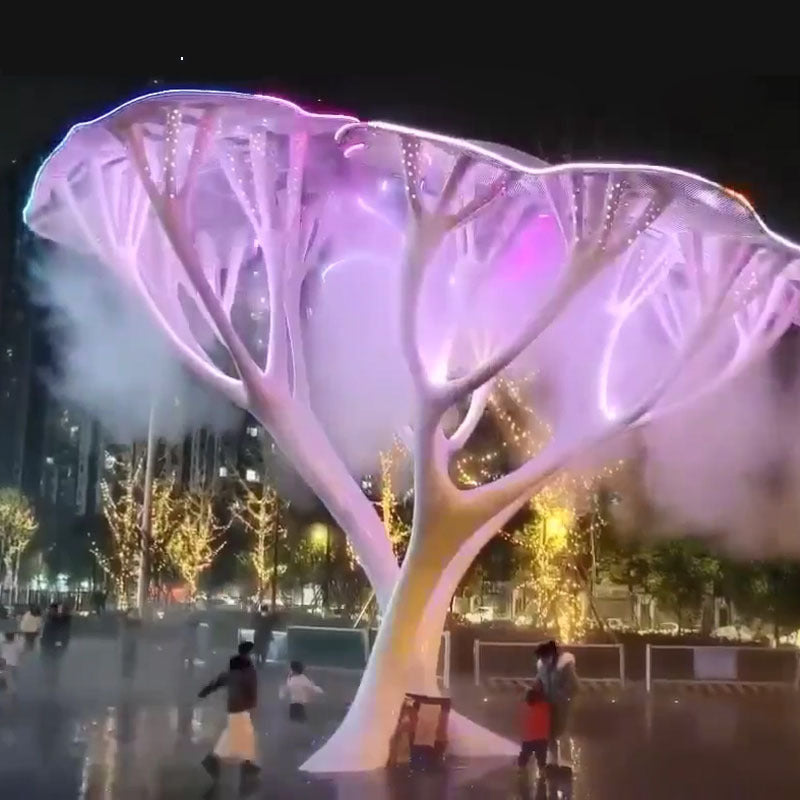 Wusen tree colorful luminous tree large interactive spray tree scenic outdoor beauty Chen lighting smoke tree clock in equipment