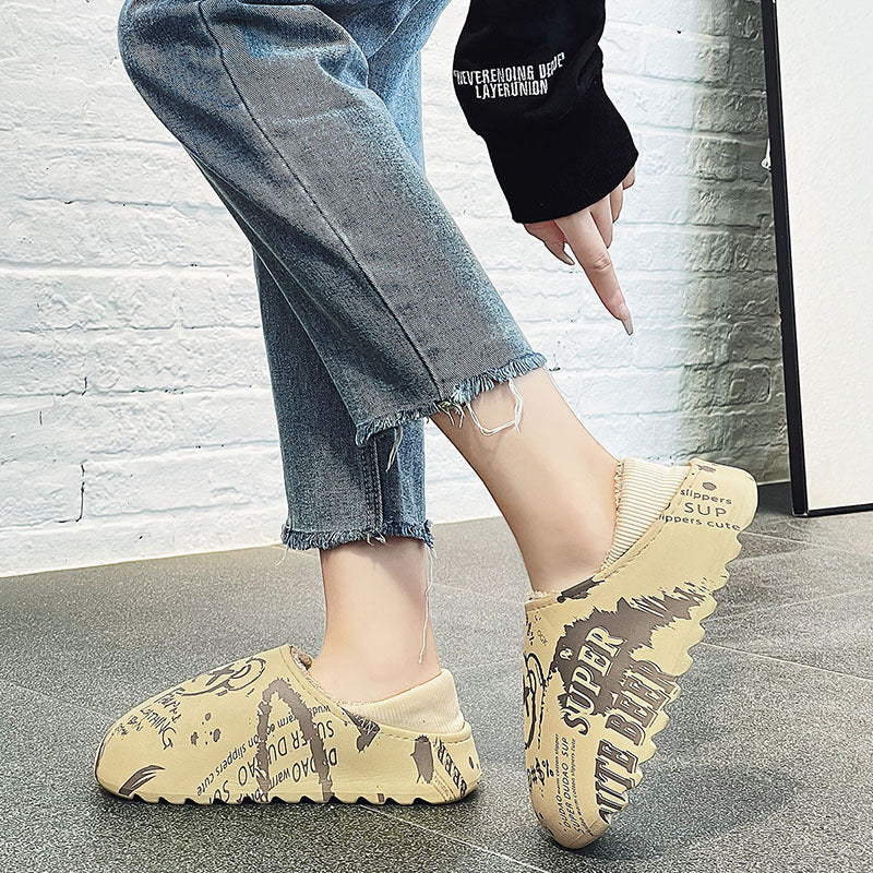 Cross-border winter velvet warm couple bear cotton slippers new  large size cotton slippers household wholesale