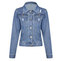 Amazon  distressed denim jacket women's european and american style comfortable casual washed denim jacket
