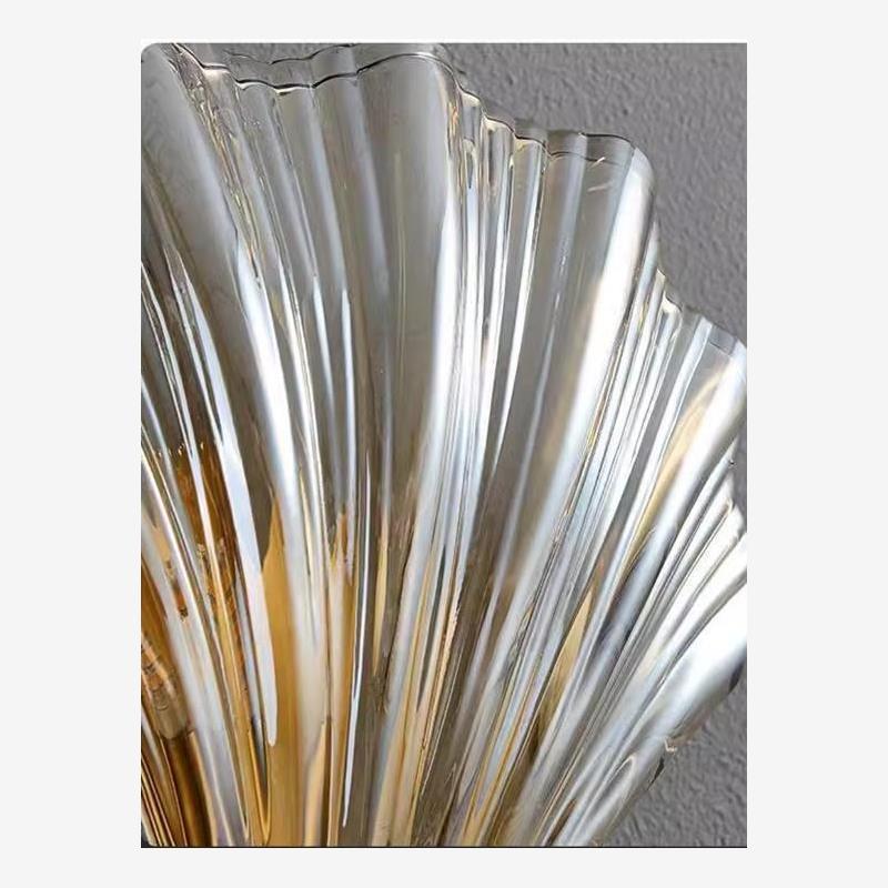 Scandinavianpopular copper-plated accessible luxury crystal wall lamp modern casual bedroom bedside shell lamp living room background wall lamp