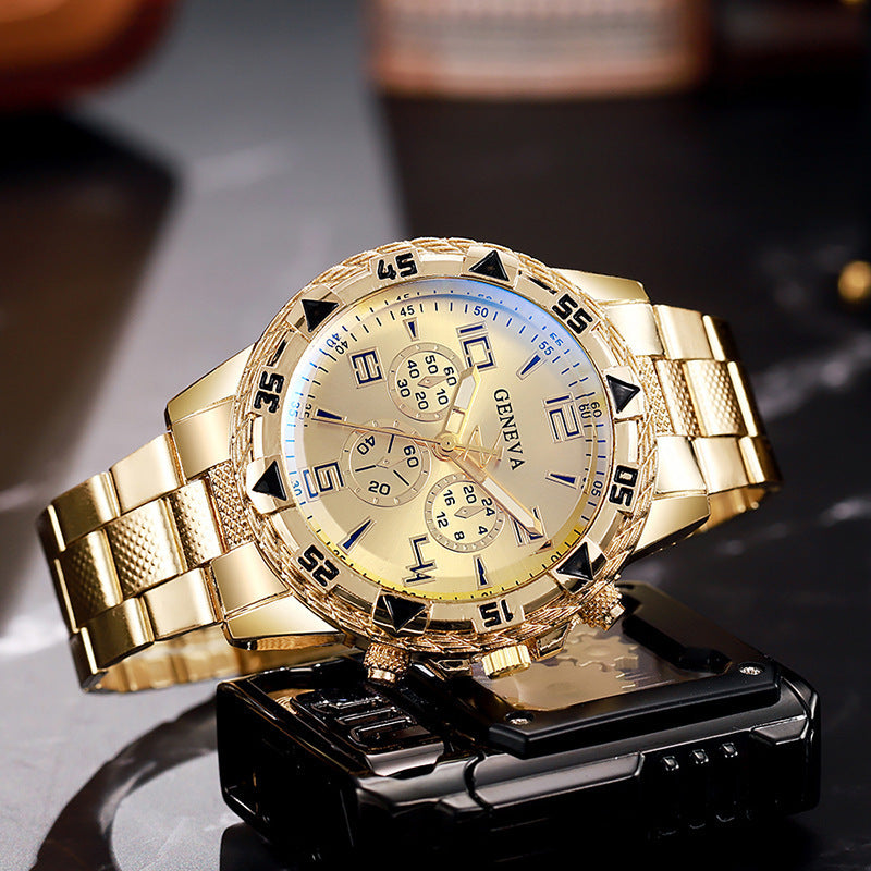 2023 aliexpress watch: men's casual stainless steel watch with faux three-eyed design, alloy fashion watch - silver