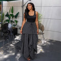 European and american cross-border women's fashion:  summer new arrivals - high-waisted, printed, tie-waist, slim-fit, asymmetrical maxi skirt