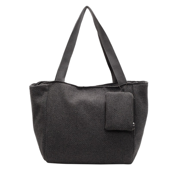 Woven cloth bag women's large-capacity winter new versatile commuter shoulder bag college student class tote bag