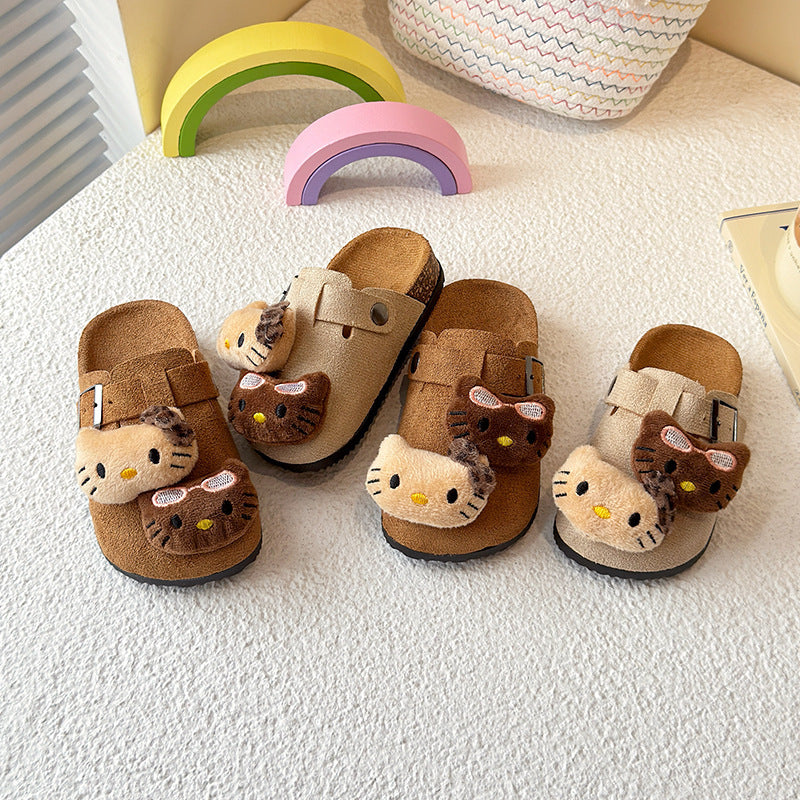 New half-slippers for girls, birkenstock-style outdoor wear, 2026 spring/autumn cartoon anti-slip comfortable birkenstock-style closed-toe shoes