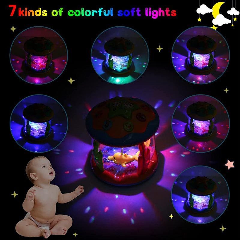 Cross-border  export children's hand drum lighting music infant toys baby ocean rotating pat drum
