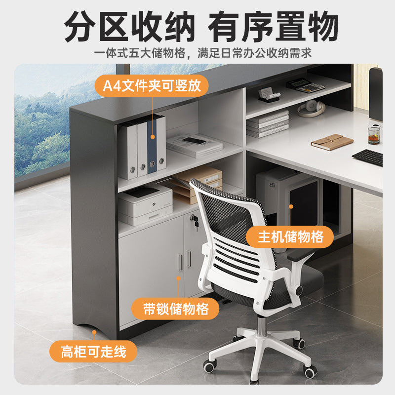 Customizable office desk and chair set - modern minimalist office workstation with cubicle, desk, and financial desk options