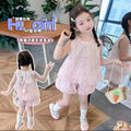 Girls' summer outfit set: new trendy and stylish tank top with bunny ear detail - lightweight two-piece set for kids
