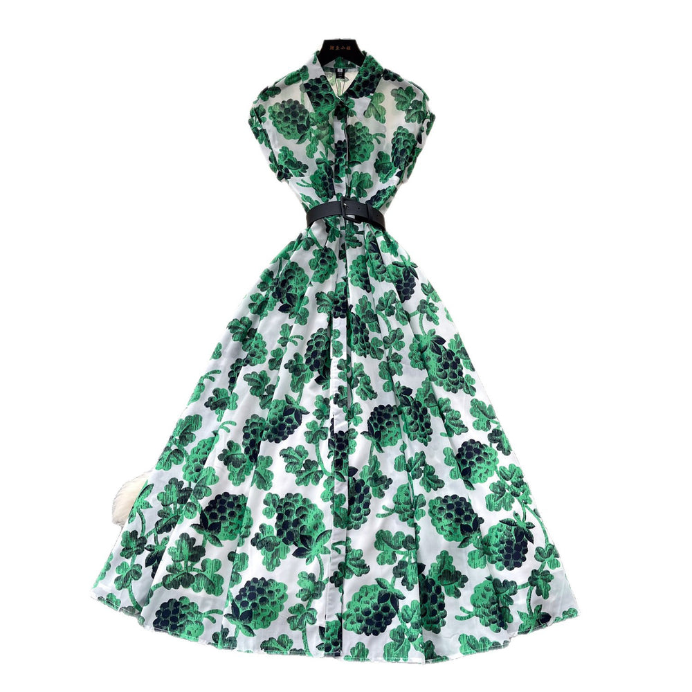 French chic vintage print sleeveless midi dress - summer, slim fit, flattering, and elegant