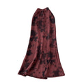 French chic satin midi skirt -  summer collection: luxe, vintage-inspired ink wash print, high-waisted, slimming mermaid skirt