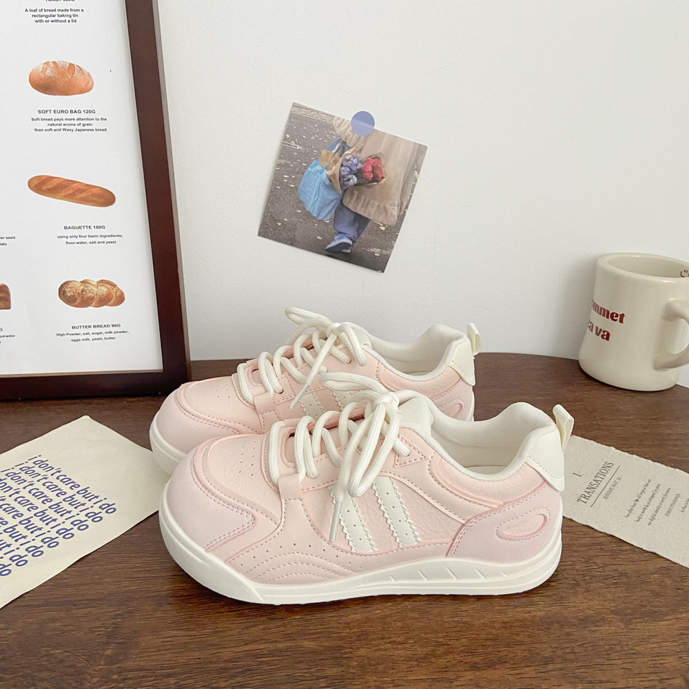 German army trainer platform sneakers - women's versatile white shoes, new chic & niche design for autumn 2025, student style athletic board shoes