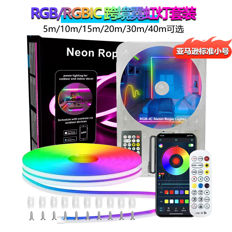 Bluetooth voice-activated magic neon light DIY horse racing water atmosphere light rgb silicone light strip 30 meters  spot
