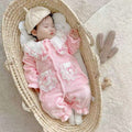 Autumn winter baby girl k-style super soft outing long sleeves khaki baby home casualfleece-lined romper cute