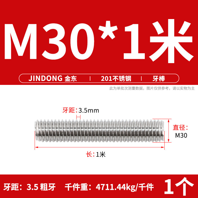 304/316/201/stainless steel 1 meter tooth strip screw full thread through screw stud M3M4M5M6M8M10