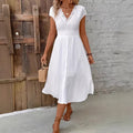 Fashion cross-border  exportspring & fallnew arrival women's fashioncasualv neck lace patchworkdress