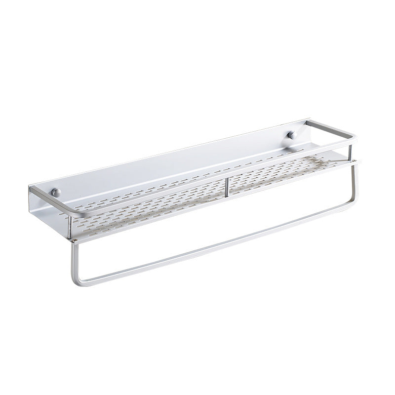 Silver Space Aluminum Bathroom Mirror Front Shelf Cosmetics Tray Wash Desk Toilet Storage with Towel Bar