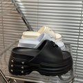 9cm chunky platform slides for women, summer 2025 new style, wedge sole outdoor summer sandals, height increasing for students