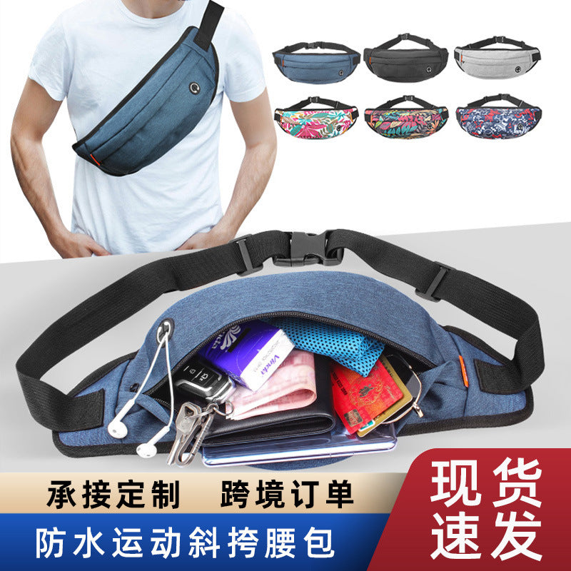 Foreign trade men's outdoor sports messenger bag, multi-functional waterproof mobile phone breast bag, nylon shoulder fanny pack for work