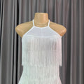 Knitted backless tassel dress sexy halter european and american hot girl bodycon jumpsuit