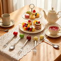 Colorful apple fork and spoon set - creative spoons with stainless steel and ceramic handles for fruit, coffee, cake, and desserts - wholesale