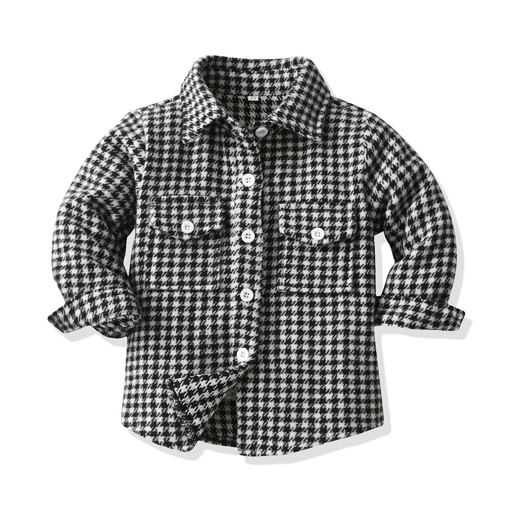 New arrivalpreppy style boys spring & fall clothing cotton long sleevesplaidkidsshirt brushed outwear children's clothing manufacturer wholesale