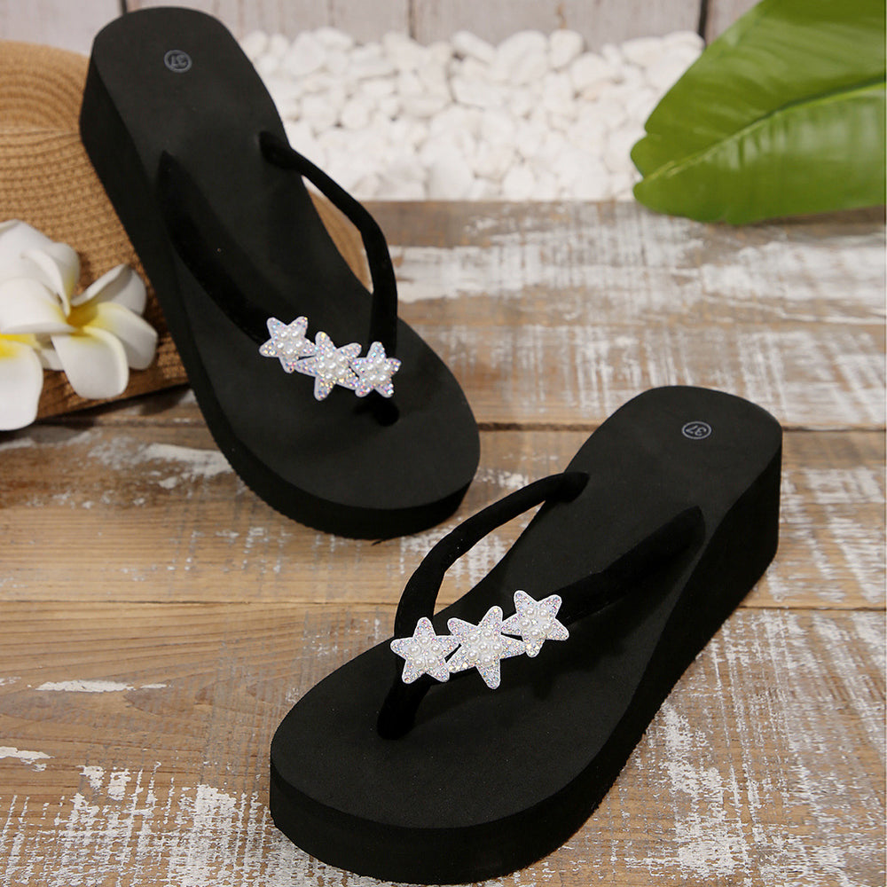 Amazon's 2025 summer best selling slippers women's fashion outwear easiest for match flip flops beach five-pointed star thick sole flip flops