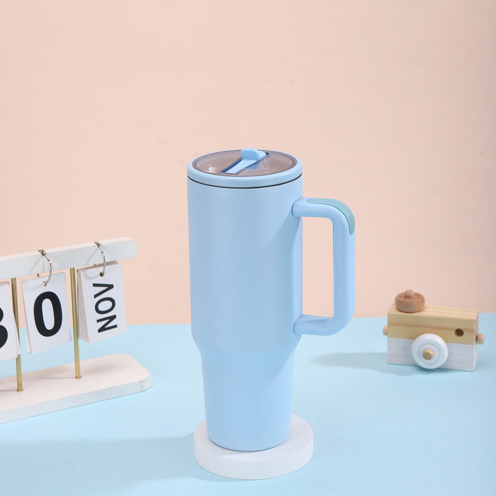Custom 40oz fourth-generation handle ice tumbler, 304 stainless steel vacuum insulated cup, portable collapsible straw cup
